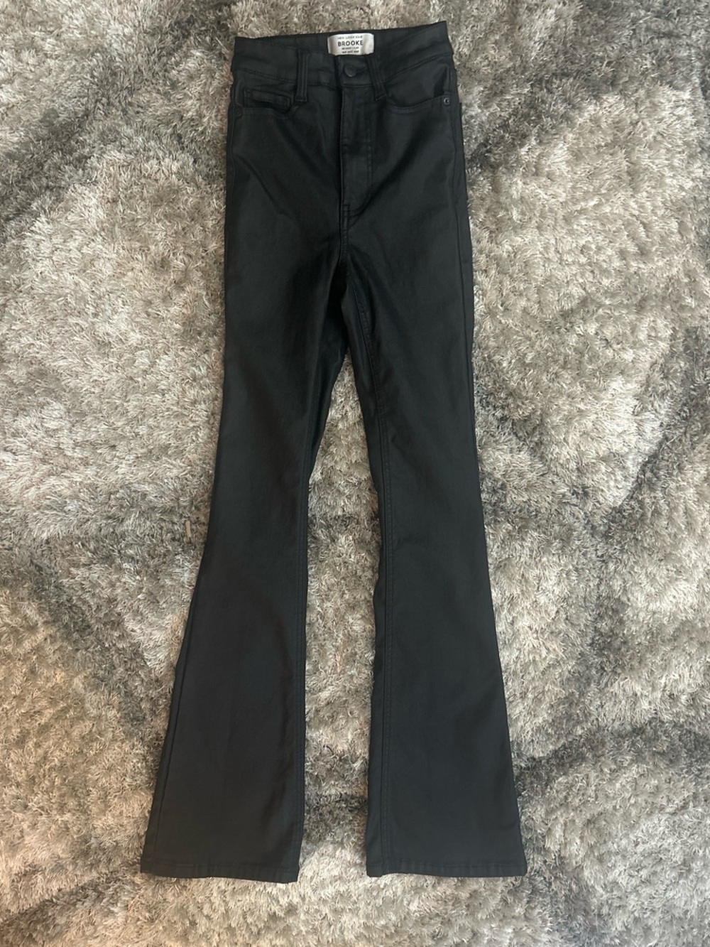 Coated Black High-Rise Flare Jeans